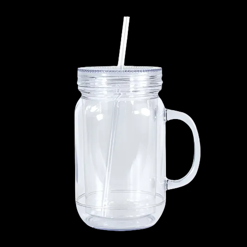 17 oz. Acrylic Mason Jar with Handle Customizable Glitter Cup